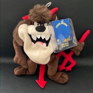 1998 Looney Tunes Taz Devil Bean Bag Plush